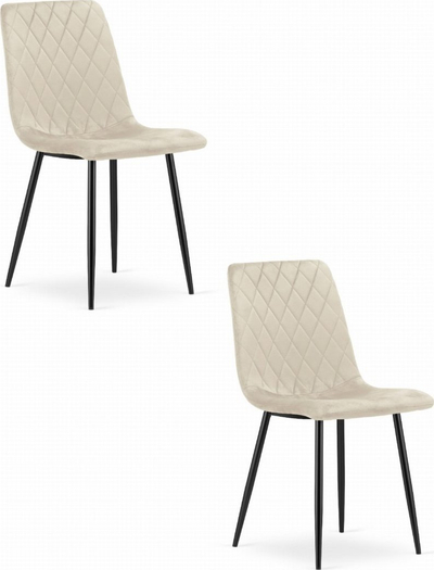 Set karrigesh LEOBERT Turin, kadife beige, këmbë metalike të zeza, 60x50x50 cm