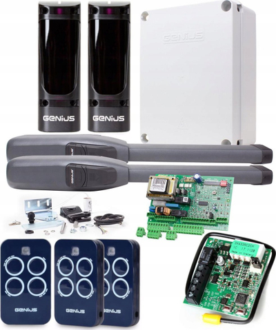 Set motorë për portë dykanatëshe Genius Sirocco 250 KIT, automatik, me telekomandë