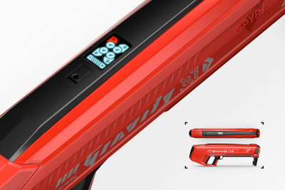 Фрлач за водени балони Spyra Gravity, батерија со полнење USB C, LED екран, портокалов