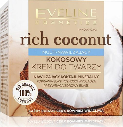 Krem fytyre Eveline Rich Coconut, shumë hidratues, 50ml