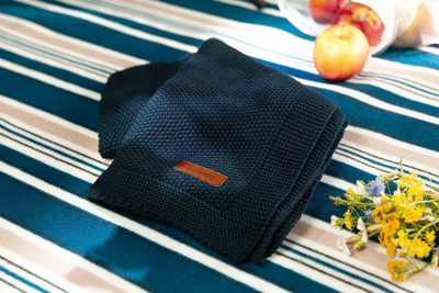 Batanije për bebe Sensillo Knitted Cotton, 80x100 cm, e kaltër e errët