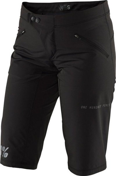Pantallona të shkurtra çiklizmi 100% RIDECAMP Women, poliestër, DWR, të zeza, L