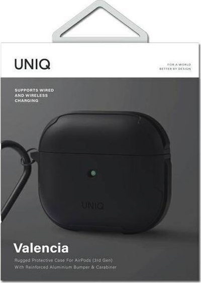 Mbrojtëse antimikrobiale Uniq Valencia për Apple AirPods 3, e zezë 