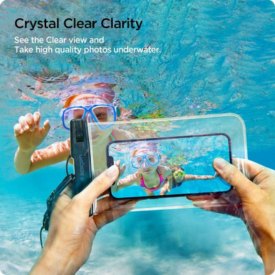 Mbrojtëse universale e papërshkueshme nga uji Spigen A601, deri 8", IPX8, transparente, set 2 copë