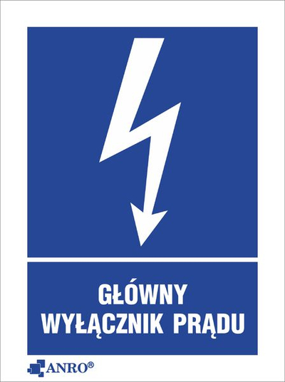 Stiker paralajmërues ANRO Main Power Switch, vetëngjitës, 52 x 74mm
