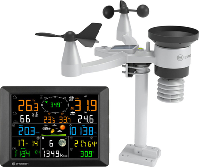 Stacion moti Bresser 7-in-1 LoRa Home Weather Station Terral, Wi-Fi, ekran me ngjyra, gri