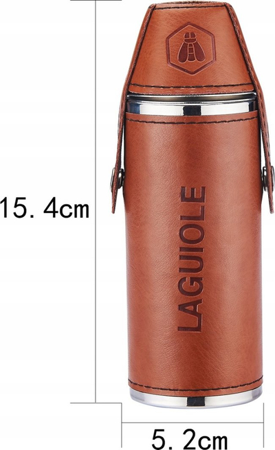 Shishe xhepi Jean Dubost Hip Flask, me 2 gota, metalike