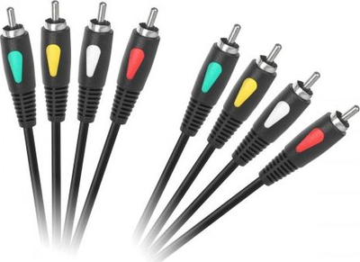 Kabllo audio‑video Cabletech Eco Line, 4xRCA, 1m, e zezë
