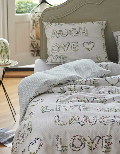 Set mbulesash krevati Esprit Laugh Love Live, pambuk percale, 140 x 220 cm, shumëngjyrësh