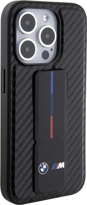 Kapak telefoni BMW M Series BMHCP15LGSPCCK, për iPhone 15 Pro 6.1", Grip Stand, i zi