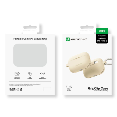 Kuti mbrojtëse Amazingthing Omni për AirPods Pro 2, silikoni, përputhet me karikim wireless, ngjyrë desert