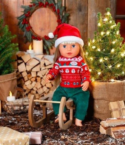 Rrobë kukulle BABY Born Christmas Outfit, për kukulla 43 cm, set festash, shumëngjyrësh