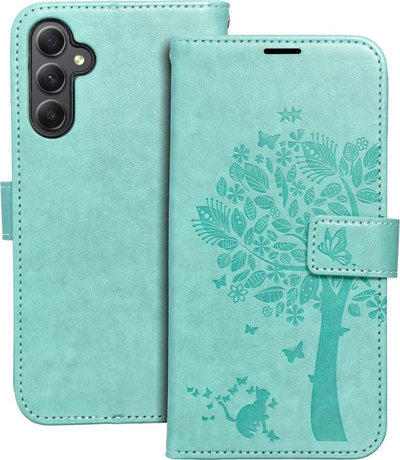Këllëf libri OEM Mezzo për Samsung Galaxy A34 5G, me xham 9H, jeshile tree