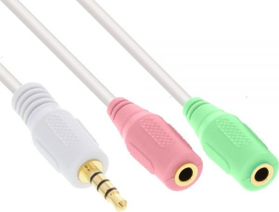 Kabllo audio InLine 99301W, Jack 3.5mm në 2x Jack 3.5mm, 1m, e bardhë