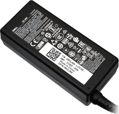 Adapter karikues për laptop Dell 65W, barrel 4.5 x 3mm, prizë UK, i zi