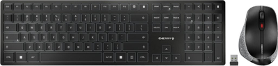 Set tastierë dhe maus CHERRY DW 9500 SLIM, pa tela RF dhe Bluetooth, AZERTY Belgian, i zi gri