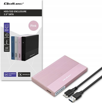 Kuti e jashtme për disk Qoltec, 2.5", USB 3.0, 2TB, rozë