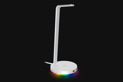 Qendrim për kufje Razer Base Station V2 Chroma, me USB hub, Mercury e bardhë