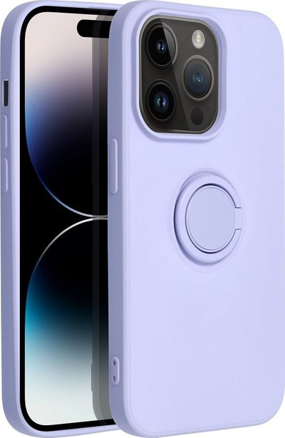 Këllëf silikoni me RING për Apple iPhone 14 Pro, 6.1", me unazë për ta mbajt në dorë, vjollcë