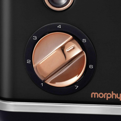 Тостер Morphy Richards Accents, 2 парчиња, функција одмрзнување, црн мат со розе голд