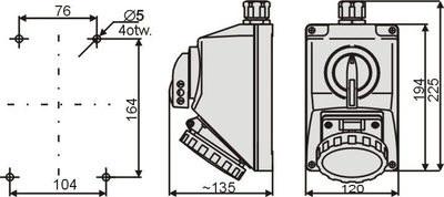 Set instalimi Elektromet 0 I, 16A, 5P, IP65