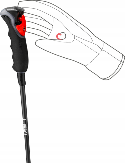 Shkopinj skish Leki Carbon 12 3D, karboni, 130 cm, të zinj me detaje neoni