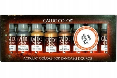 Set boje akrilike Vallejo Game Color 72303, metalike, 8 copë, shumëngjyrëshe