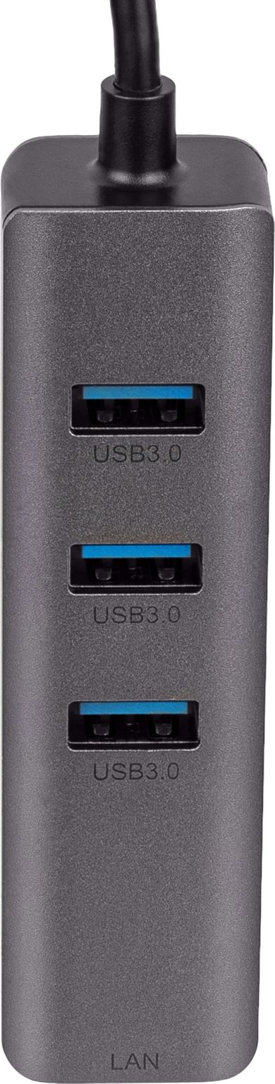 Hub USB C Akyga AK-AD-66, 3x USB 3.0, RJ45 Gigabit, gri