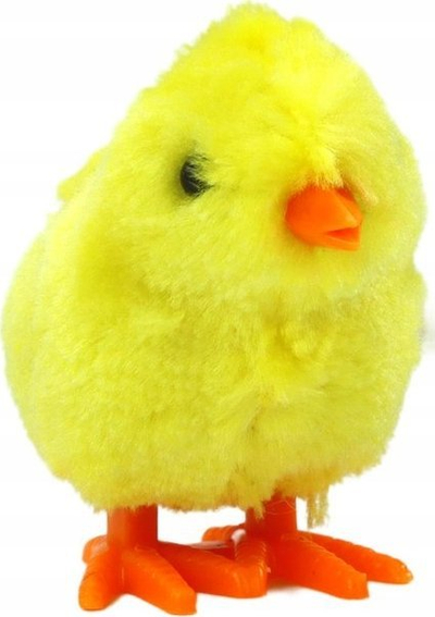 Lodër pelushi me sustë Jumping Wind-Up Chicken, kërcyese, e verdhë