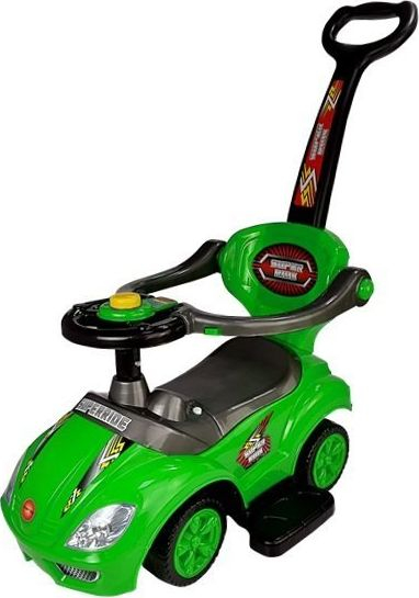 Makine lodër për kalamaj Lean Sport Ride On Mega Car 3n1, me timon me fishkëllim, sedilje me vend për rrobat a lodrat, e gjelbër