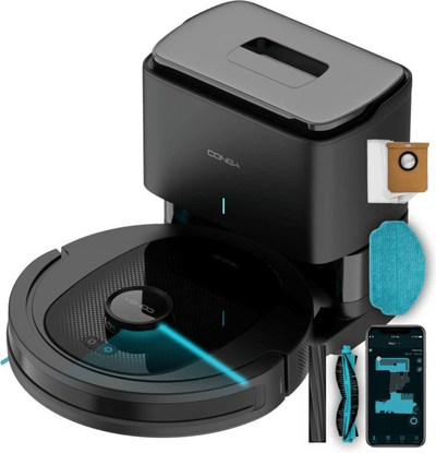 Robot fshesë Cecotec Conga 8490 Ultimate Ultra Power Home, funksion pastrimi dhe fshirjeje, orientim inteligjent, i zi