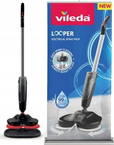 Mop elektrik Vileda Looper, me spërkatje, pa kabllo, i zi
