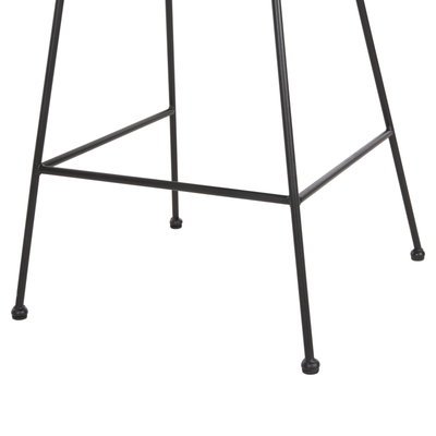 Stol bar Allegra HM5644.11, lartësi mesatare 107cm, metal dhe ratan sintetik, i zi dhe bezhë