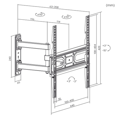 Mbajtëse TV Maclean MC-647N, 37-70", 35kg, e zezë