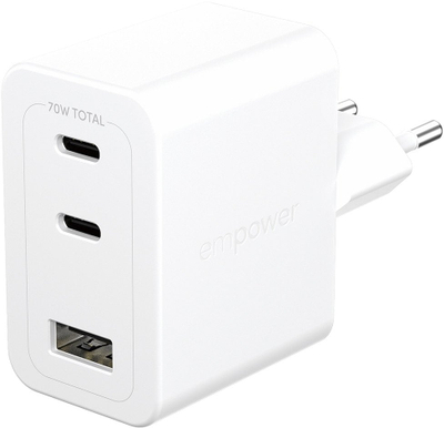 Karikues muri PanzerGlass Turbo Multiplo 70W, 2x USB C, USB A, i bardhë