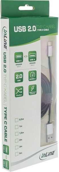 Kabllo USB InLine 35836 USB-A në USB-C, 0.5m, USB 2.0, e zezë