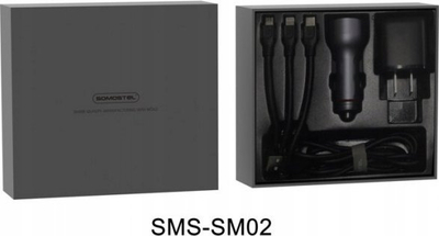 Set karikues Somostel SMS SM02, 3A, kabllo 1m me Type C microUSB Lightning, i zi