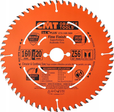 Teh sharre rrethore CMT 273.160.56H Ultra Finish, 160mm, 56 dhëmbë, portokalli