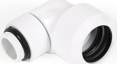 Lidhës kompresioni për tub të fortë Alphacool Eiszapfen 16mm, 90°, G1/4, i bardhë