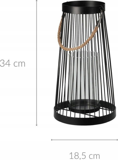 Fener për qiri PROGARDEN KO-QD1000180, metal, 34 cm, i zi