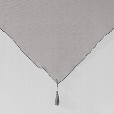 Perde zbukuruese DOUCEUR D'INTERIEUR 2 NET Pompon, voile dyngjyrëshe, 60 x 90 cm, e bardhë gri