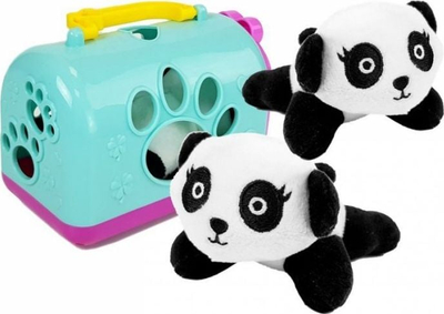 Lodër pelushi Leantoys Small Panda With Carrier, panda e vogël, me mbajtëse, shumëngjyrëshe