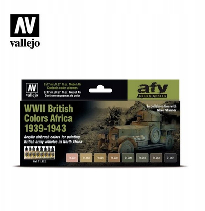 Set ngjyrash Vallejo 71.622 Model Air AFV WWII British Colors Africa 1939-1943, 8x17 ml