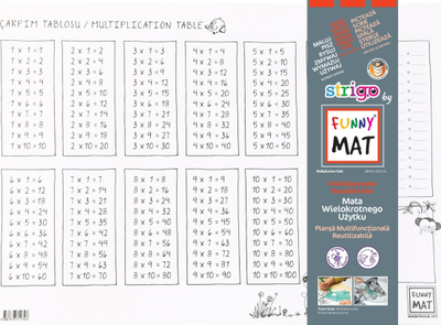 Dyshek ngjyrosës FunnyMat Multiplication Table, silikon, 48x33 cm, i bardhë
