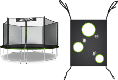 Trampolinë për kopsht Zipro Jump Pro, 14FT 435 cm, me rrjetë jashtë, jeshile me të zezë