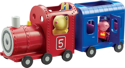 Lodër tren Peppa Pig Miss Rabbit Train and Carriage, me figurina, e kuqe dhe blu