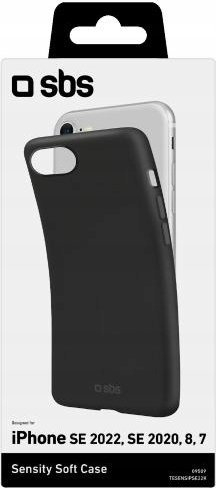 Kapak telefoni SBS Sensity për iPhone SE 2022 SE 2020 8 7, silikon i butë e i lëvizshëm, kundër gërvishtjesh, i zi