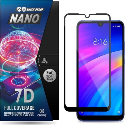 Mbrojtës ekrani Crong 7D Nano Flexible Glass, 0.2mm, 9H, për Xiaomi Redmi 7, transparent
