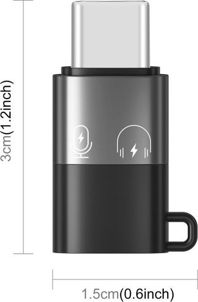 Adapter Puluz PU657B, USB C në Lightning 8 Pin, gri