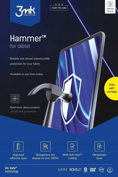 Fletë mbrojtëse tablet 3MK Aio Hammer, Full Wet, set 5 copë, transparente